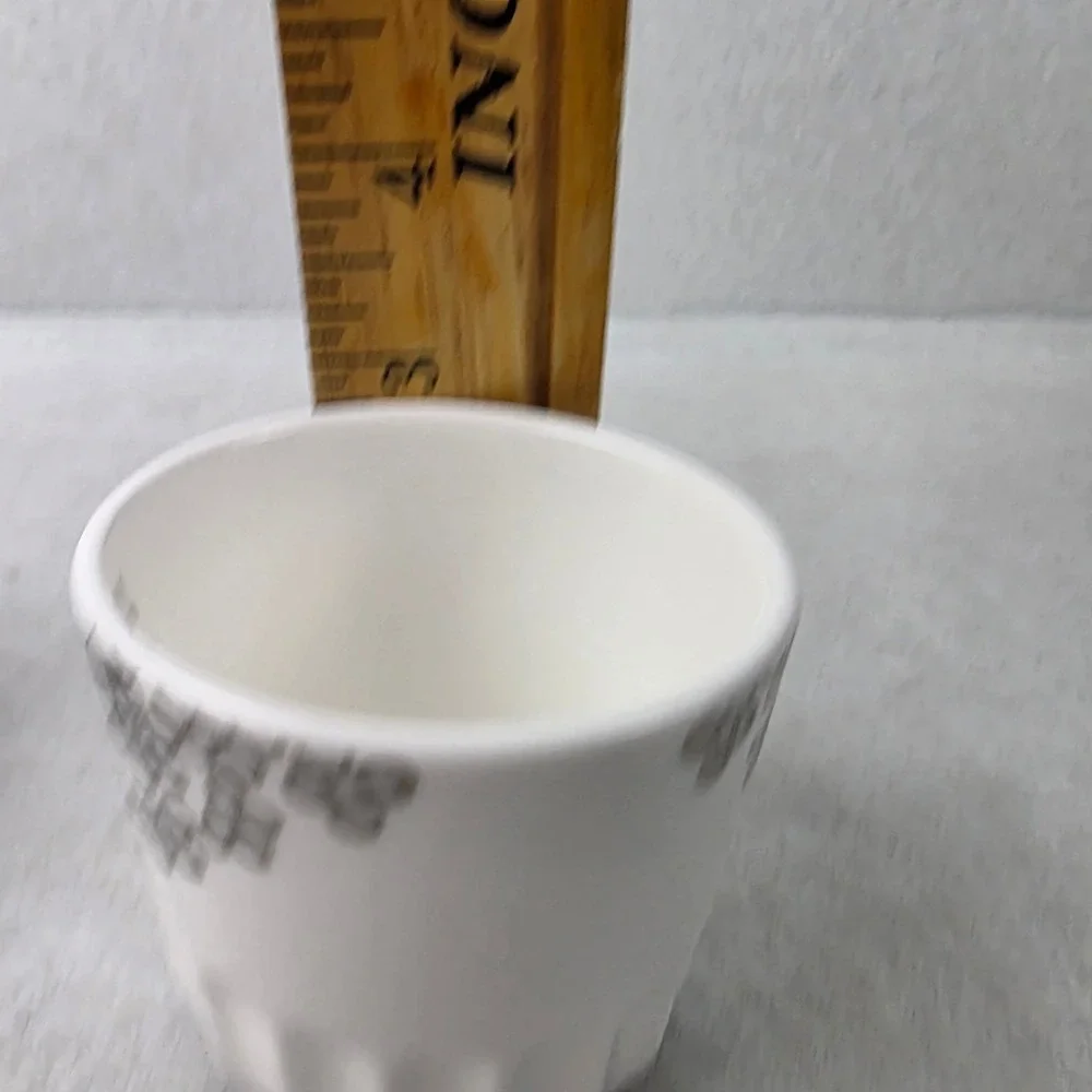 Teavana Fine Porcelain Tea Cups Set of 2 Silver Floral Handleless Discontinued